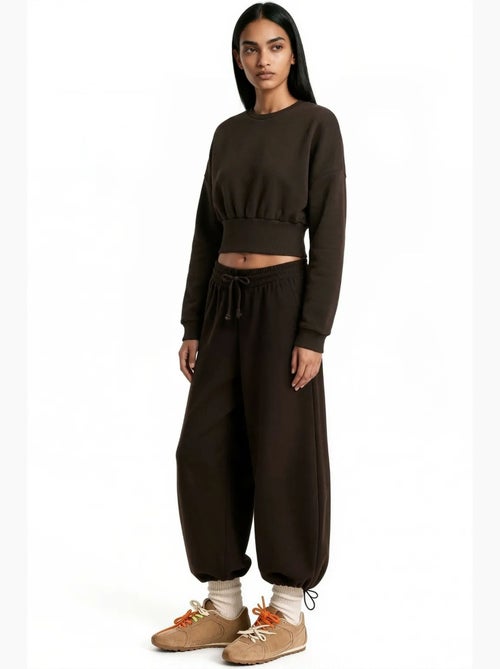 Dames crop sweatshirt met ronde hals busem - Kiabi