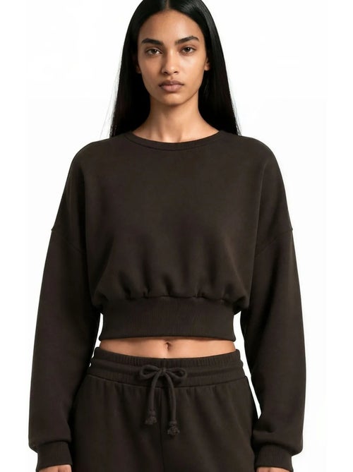 Dames crop sweatshirt met ronde hals busem - Kiabi