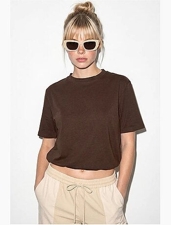 Dames crop t-shirt met ronde hals lucci