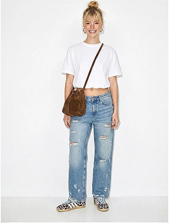 Dames crop t-shirt met ronde hals lucci