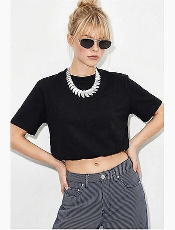 Dames crop t-shirt met ronde hals lucci