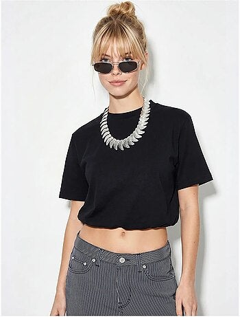 Dames crop t-shirt met ronde hals lucci