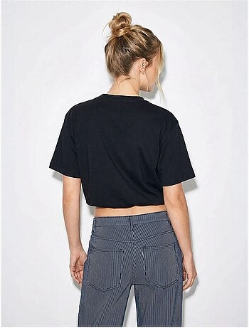 Dames crop t-shirt met ronde hals lucci