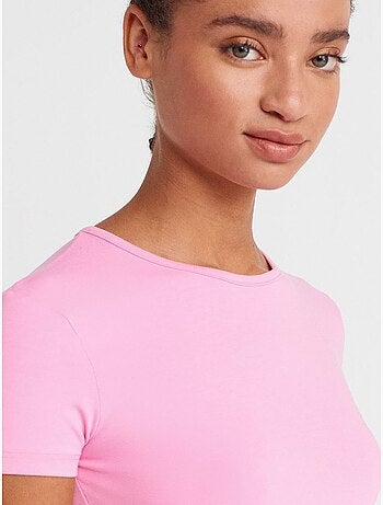 Dames crop t-shirt, slim fit, ronde hals dilvin