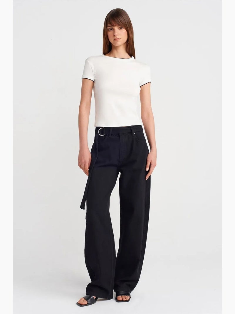 Dames crop t-shirt van katoen, slim fit dilvin Ecru - Kiabi
