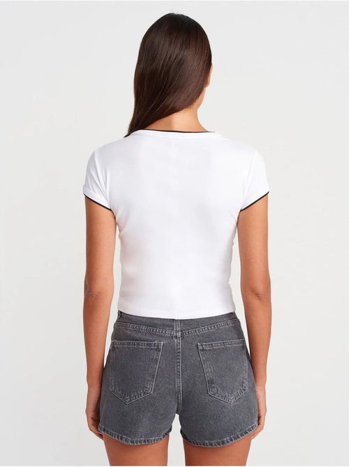 Dames crop t-shirt van katoen, slim fit dilvin - Kiabi
