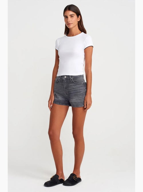 Dames crop t-shirt van katoen, slim fit dilvin - Kiabi