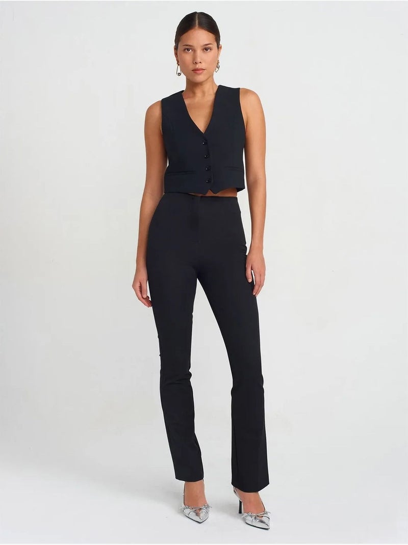 Dames cropped gilet van crêpe dilvin Zwart - Kiabi