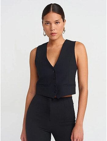 Dames Cropped Gilet Van Crêpe