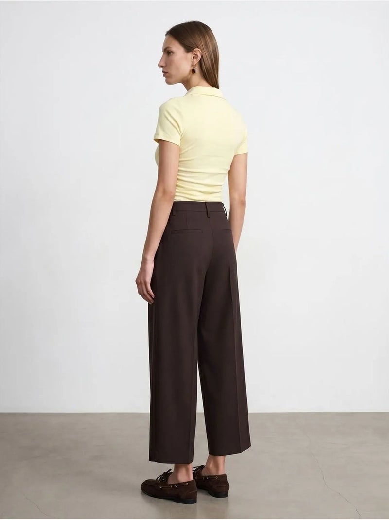 Dames cropped polo-t-shirt met slanke pasvorm dilvin Citroengeel - Kiabi