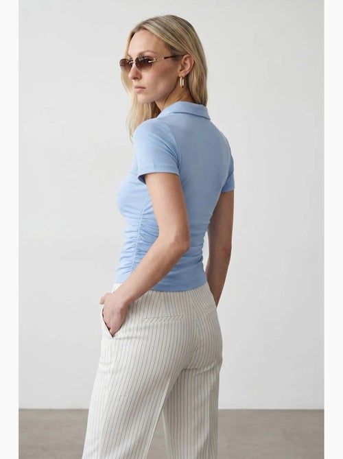 Dames cropped polo-t-shirt met slanke pasvorm dilvin - Kiabi