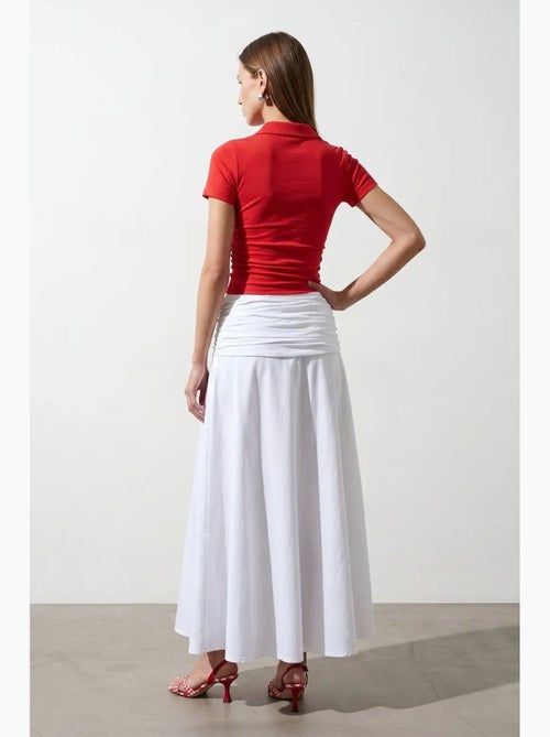 Dames cropped polo-t-shirt met slanke pasvorm dilvin - Kiabi