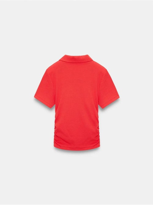 Dames cropped polo-t-shirt met slanke pasvorm dilvin - Kiabi
