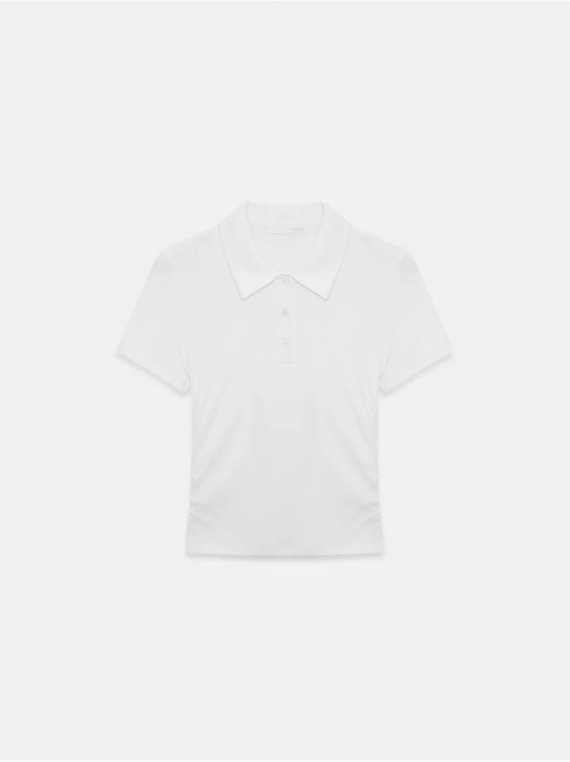 Dames cropped polo-t-shirt met slanke pasvorm dilvin Wit - Kiabi