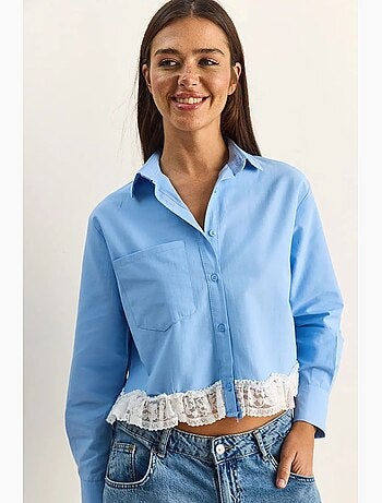 Dames cropped poplin overhemd lucci