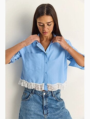 Dames cropped poplin overhemd lucci