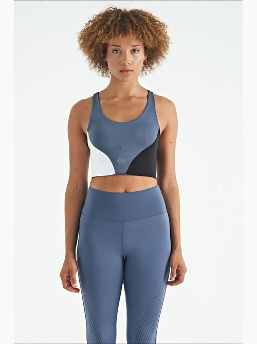 Dames cropped sporttop met kleurvlakken tommy - Kiabi