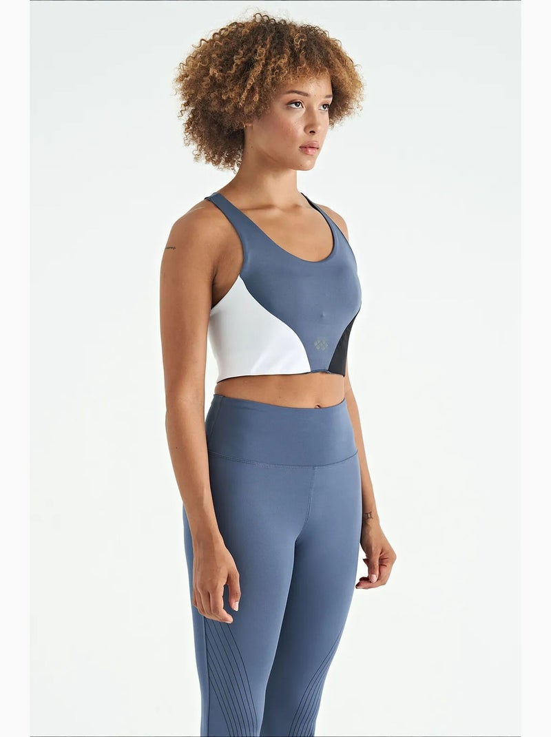 Dames cropped sporttop met kleurvlakken tommy Blauw Wit Zwart - Kiabi