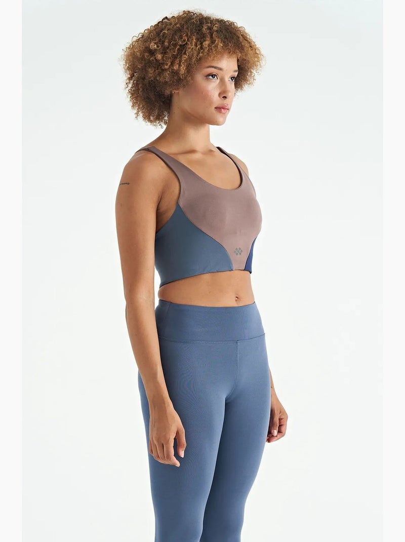 Dames cropped sporttop met kleurvlakken tommy Mauve - Kiabi