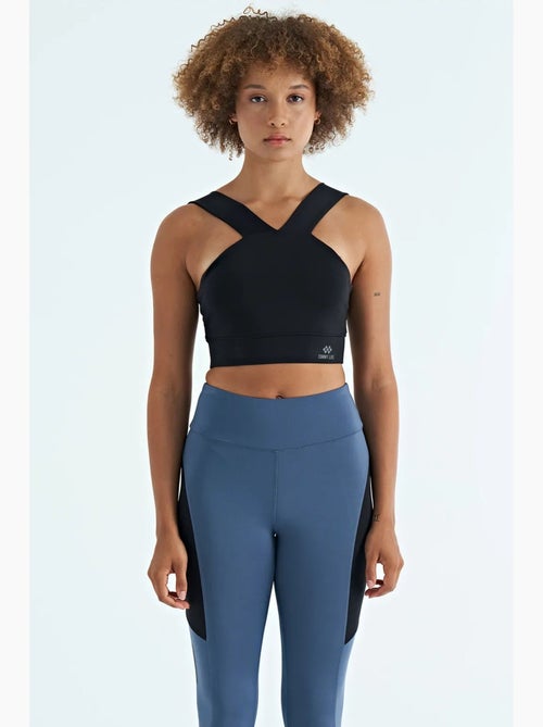 Dames cropped sporttop zonder mouwen met v-hals tommy - Kiabi