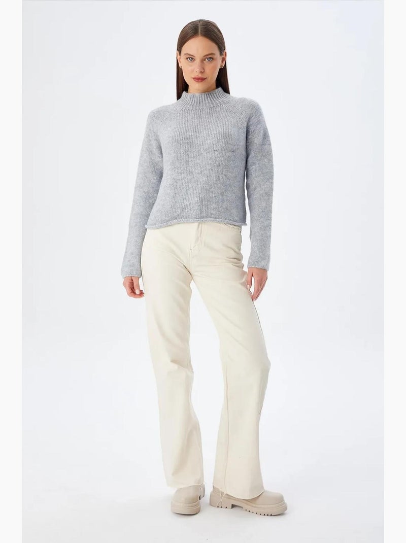 Dames cropped sweater van getextureerd breisel mixray Grijs - Kiabi