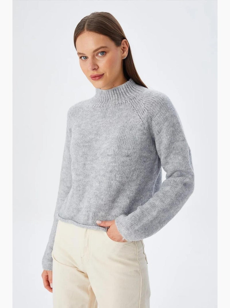 Dames cropped sweater van getextureerd breisel mixray Grijs - Kiabi