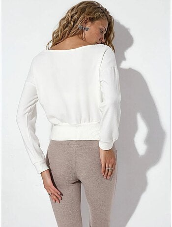 Dames cropped sweatshirt met ronde hals busem