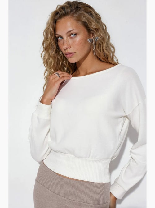 Dames cropped sweatshirt met ronde hals busem - Kiabi