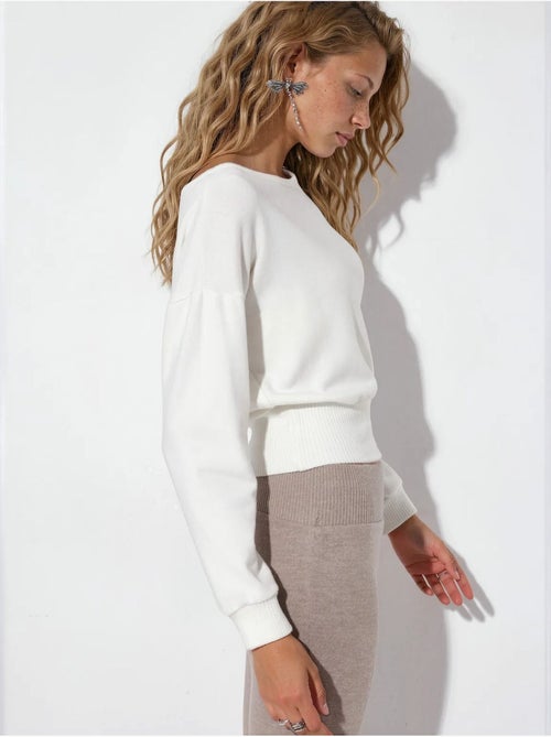 Dames cropped sweatshirt met ronde hals busem - Kiabi
