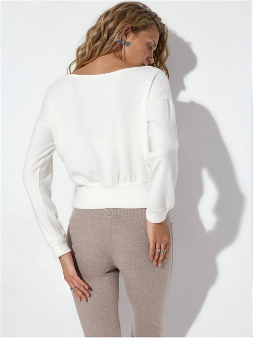Dames cropped sweatshirt met ronde hals busem - Kiabi