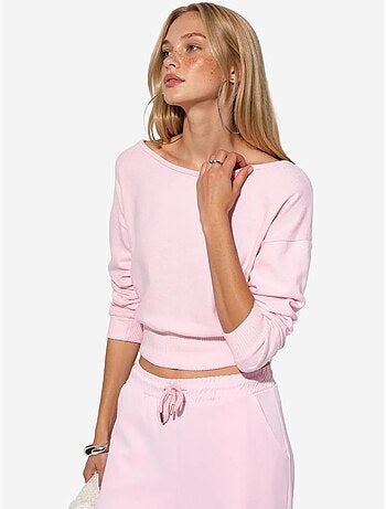 Dames cropped sweatshirt met ronde hals busem