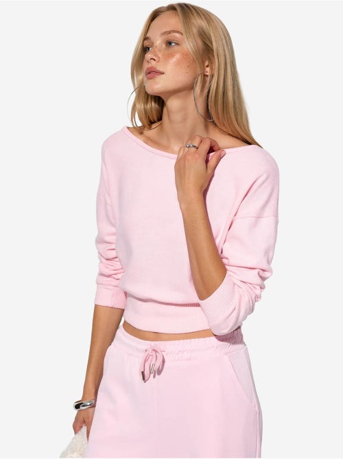Dames cropped sweatshirt met ronde hals busem - Kiabi