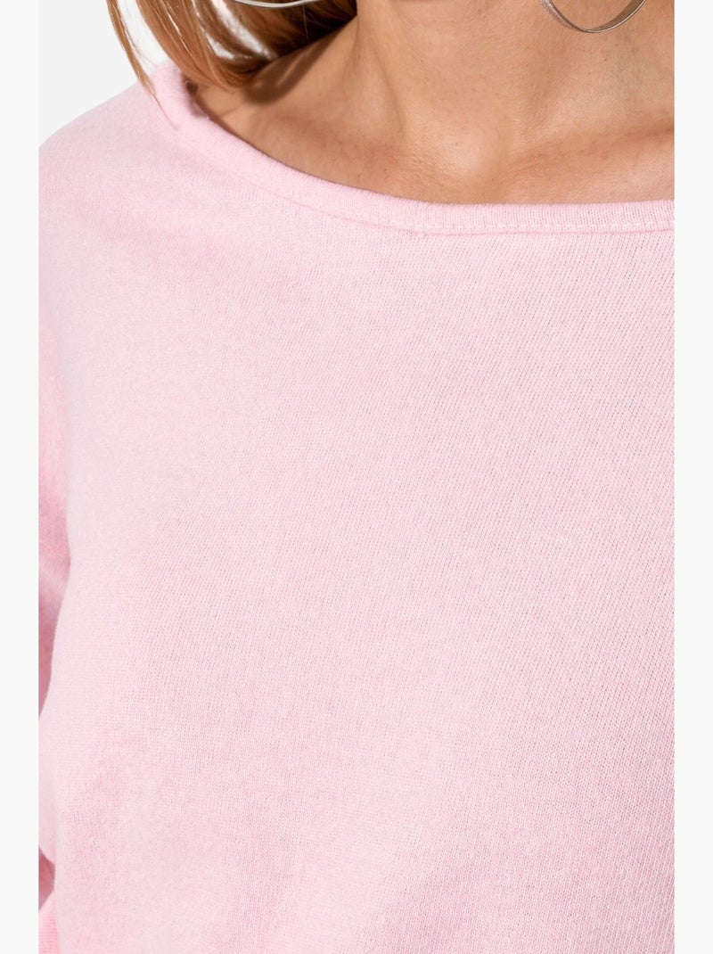 Dames cropped sweatshirt met ronde hals busem Suikerroze - Kiabi