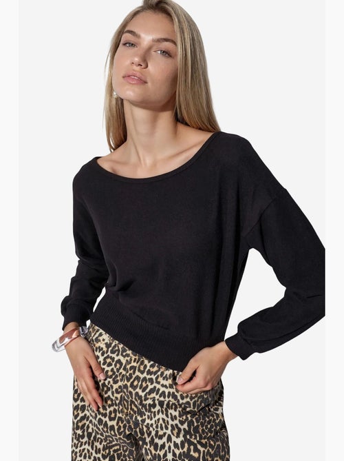 Dames cropped sweatshirt met ronde hals busem - Kiabi