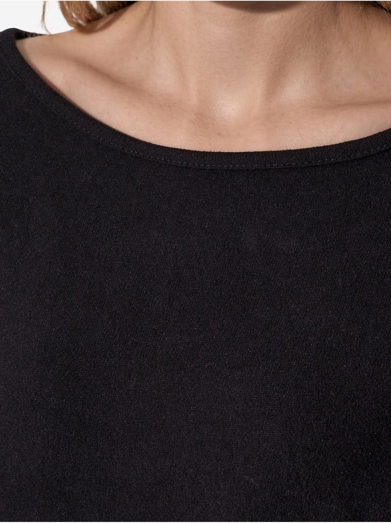 Dames cropped sweatshirt met ronde hals busem Zwart - Kiabi