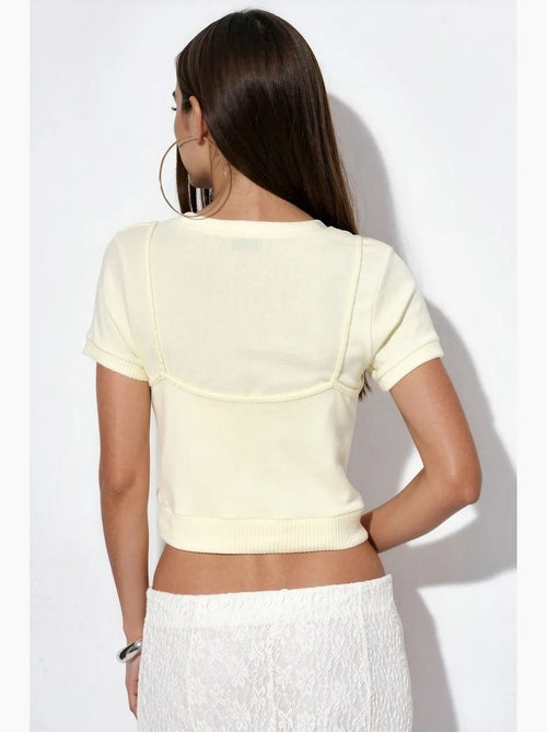 Dames cropped top van ribgebreid materiaal busem - Kiabi