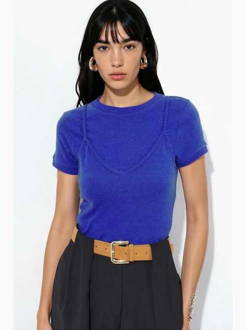 Dames cropped top van ribgebreid materiaal busem - Kiabi