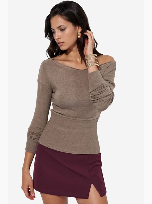 Dames cropped trui met ribstructuur en ronde hals busem - Kiabi Dames cropped trui met ribstructuur en ronde hals busem - Kiabi