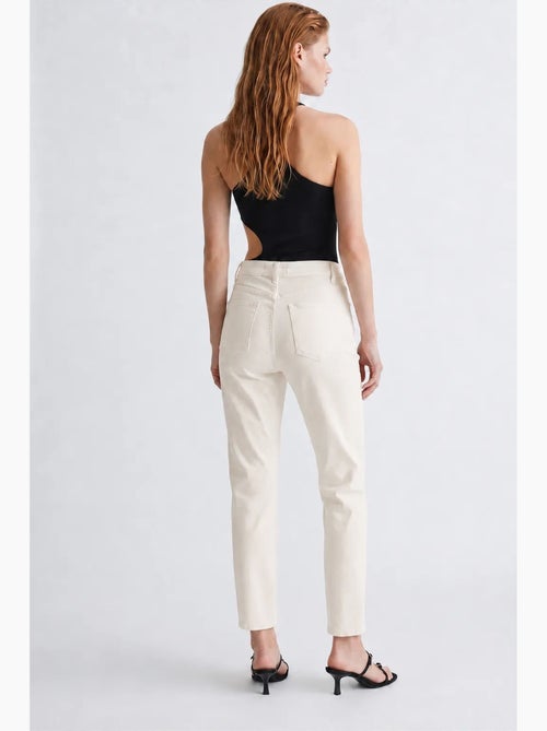 Dames denim broek met hoge taille en rechte pijp mixray - Kiabi Dames denim broek met hoge taille en rechte pijp mixray - Kiabi