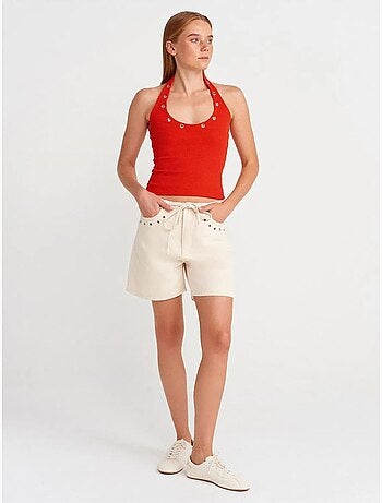 Dames denim short van katoen met trekkoord dilvin
