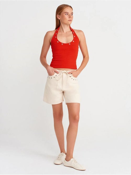 Dames denim short van katoen met trekkoord dilvin - Kiabi Dames denim short van katoen met trekkoord dilvin - Kiabi