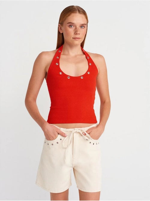 Dames denim short van katoen met trekkoord dilvin - Kiabi Dames denim short van katoen met trekkoord dilvin - Kiabi