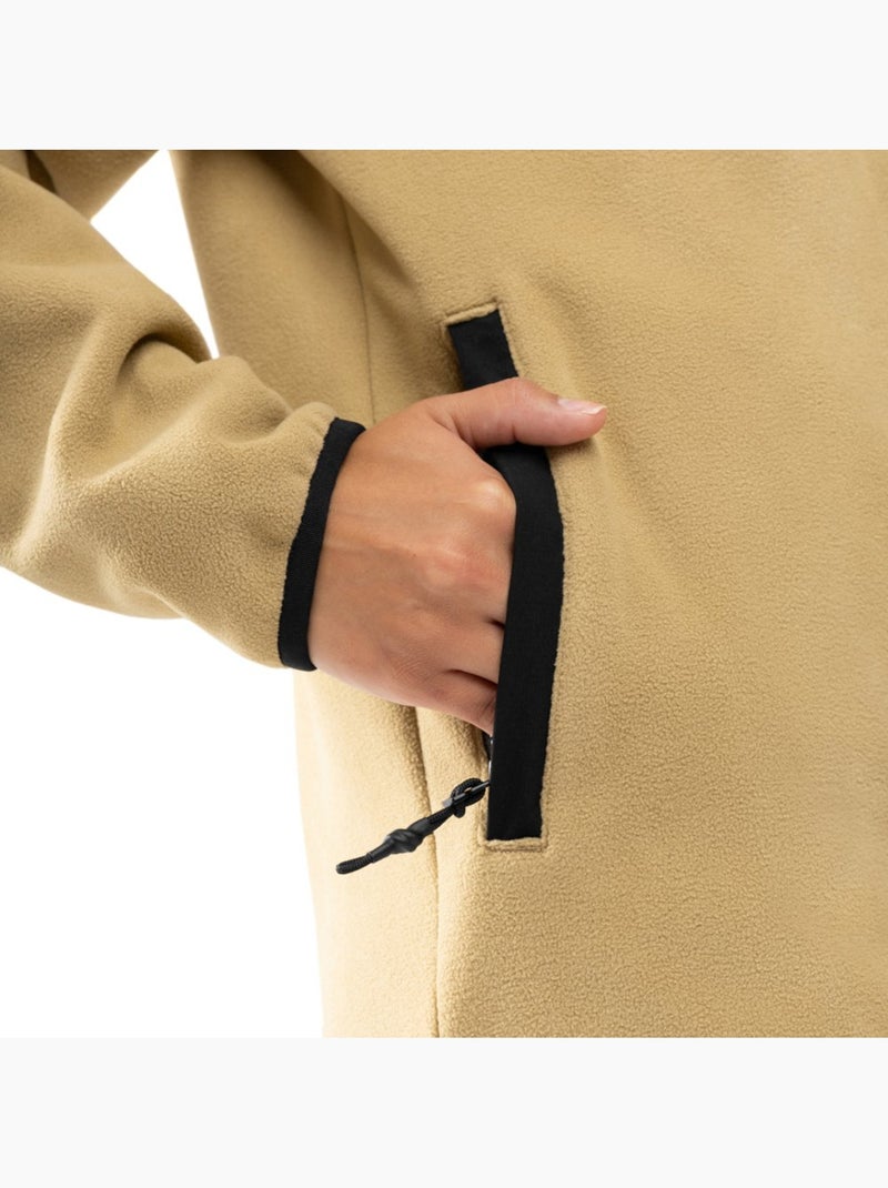 Dames dikke fleece half-snap trui Beige - Kiabi