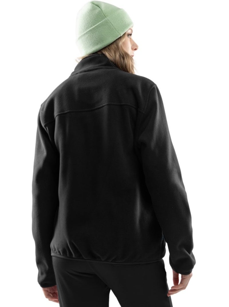 Dames dikke fleece half-snap trui Zwart - Kiabi