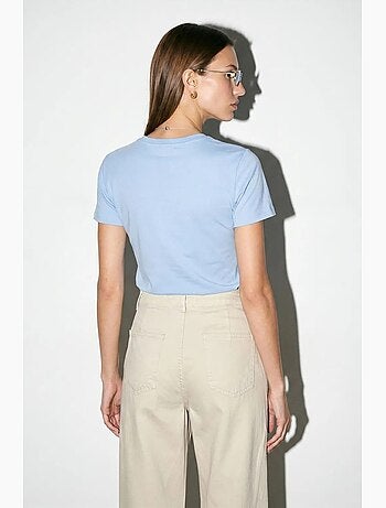 Dames effen t-shirt met ronde hals dilvin