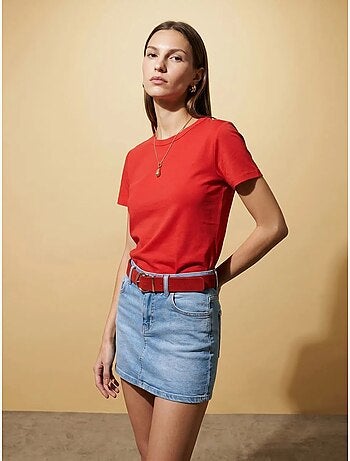 Dames effen t-shirt met ronde hals dilvin