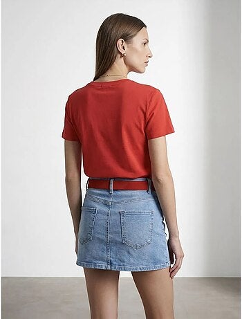 Dames effen t-shirt met ronde hals dilvin