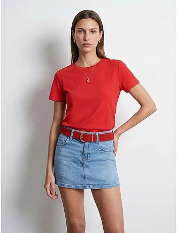 Dames effen t-shirt met ronde hals dilvin