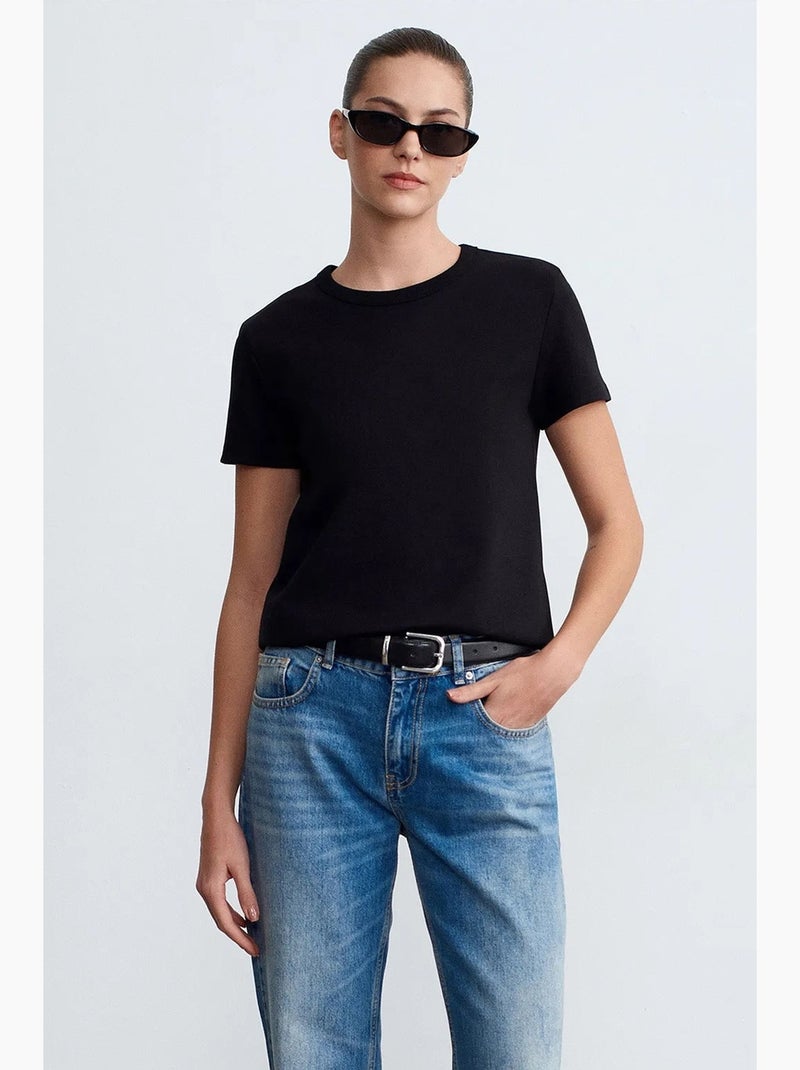 Dames effen t-shirt met ronde hals dilvin Zwart - Kiabi