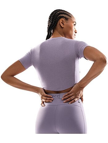 Dames fitness crop top met korte mouwen